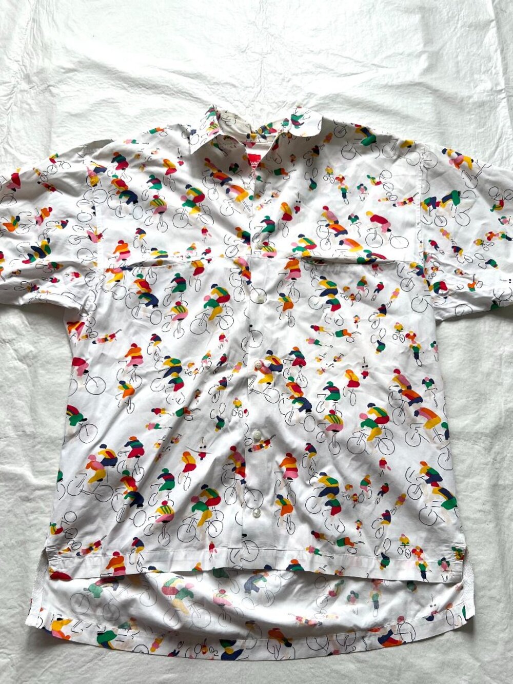 Vintage 90s button down shirt short sleeve white bicycles Merona mens Medium